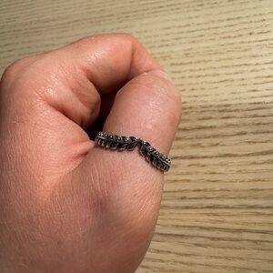 Wheat Grains Wishbone Ring - Sterling Silver - size 10